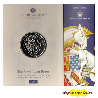 2024 BU £5 Coin Pack - Royal Tudor Beasts - The Seymour Unicorn  2024 BU £5 Coin Pack - Royal Tudor Beasts - The Seymour Unicorn